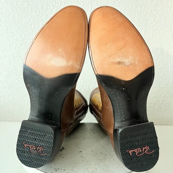Rod Patrick Mens Cowboy Boots 11B Brown Leather Sole Round Toe 12" Tall Shaft - Picture 8 of 12